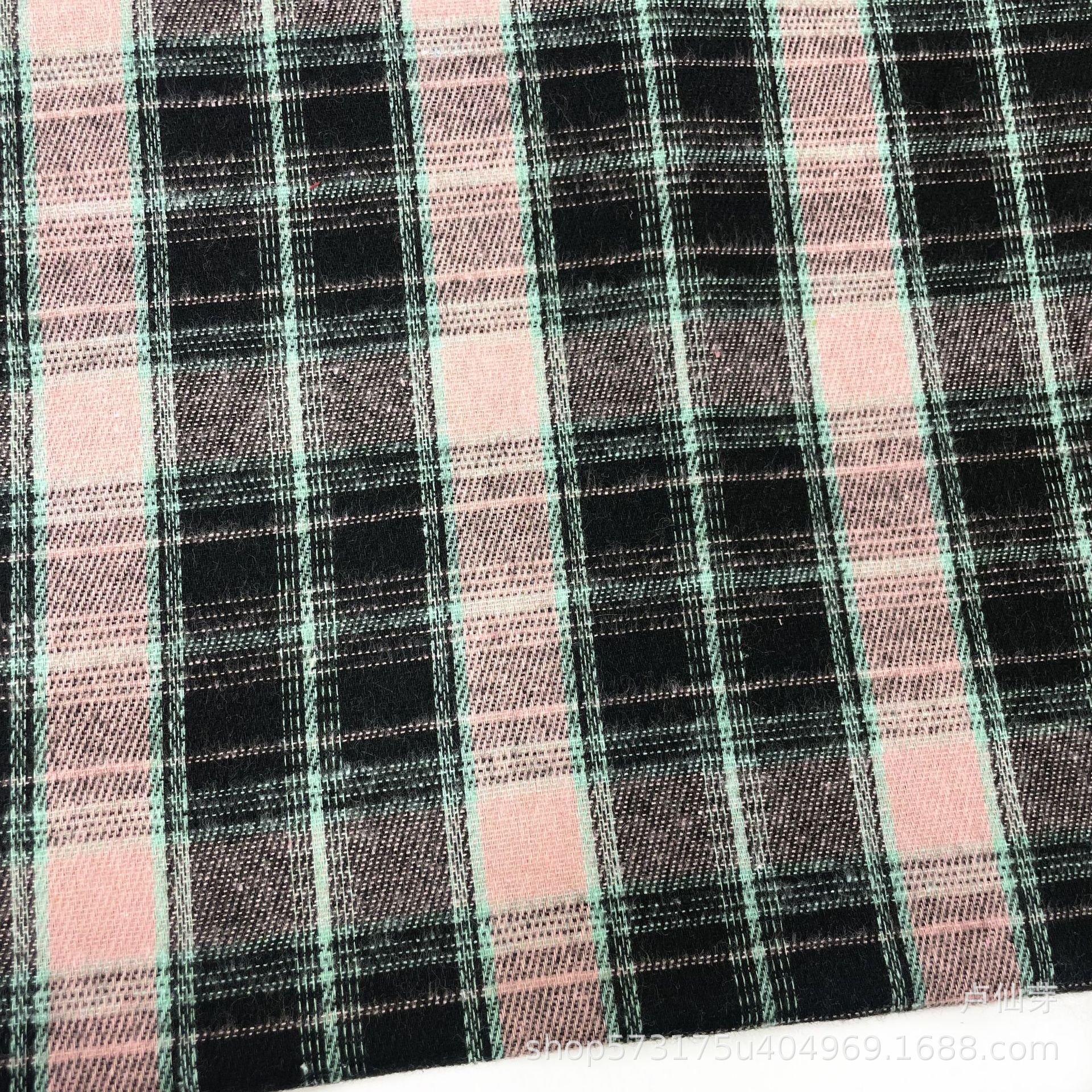 Flannel Shirt Cloth Trousers Skirt Shoes Hats Bag Fabric Polyester Cotton Blended Sanding Yarn-dyed Plaid Fabric