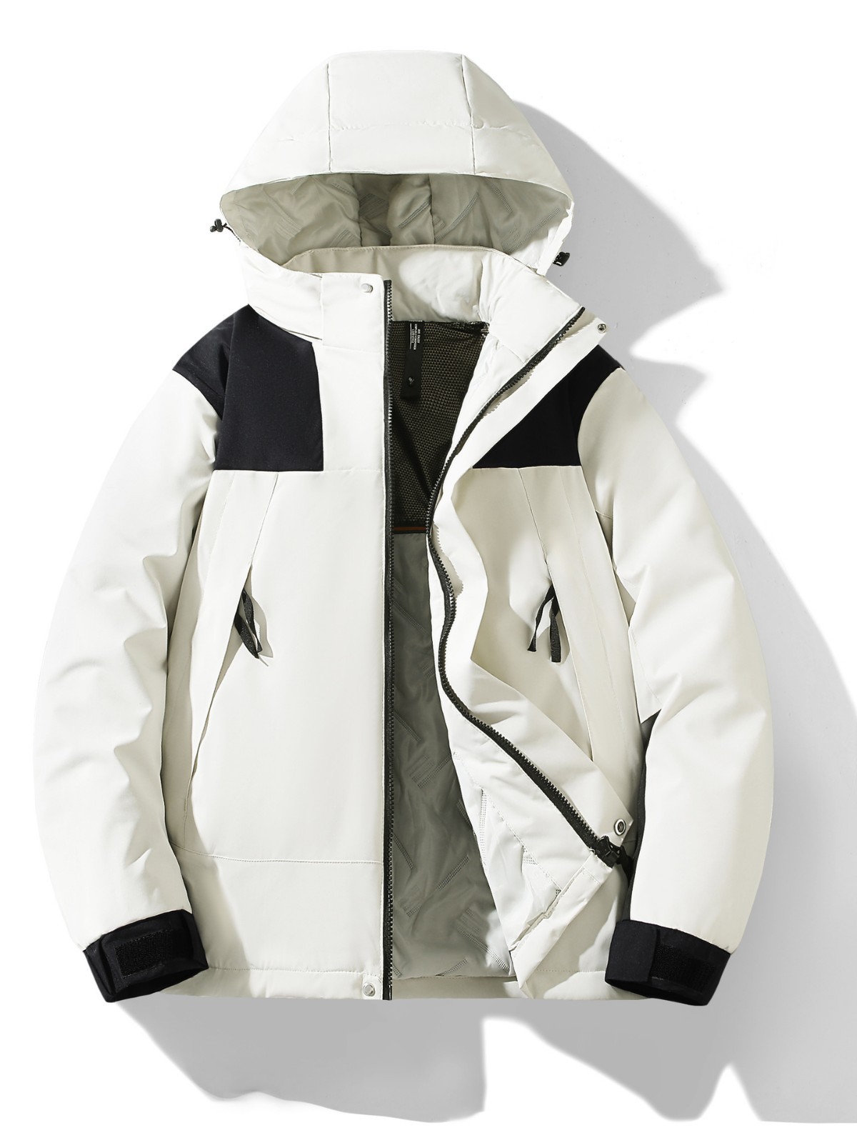 Charging cotton jacket men's winter thickened warm down cotton jacket windproof waterproof hooded padded jacket loose cargo jacket