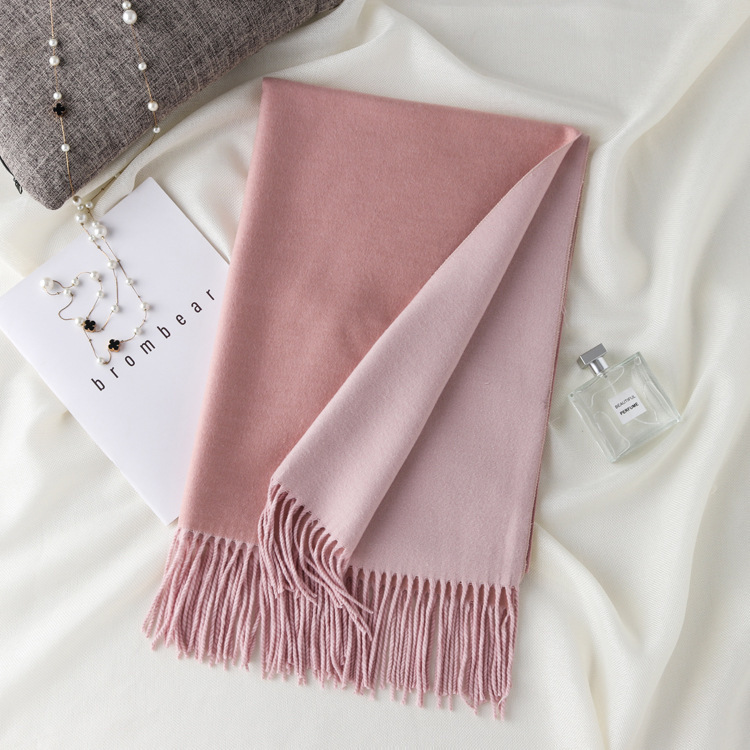 Picture of Korean export autumn and winter new high quality cashmere scarf women's long double-sided color matching shawl warm scarf women