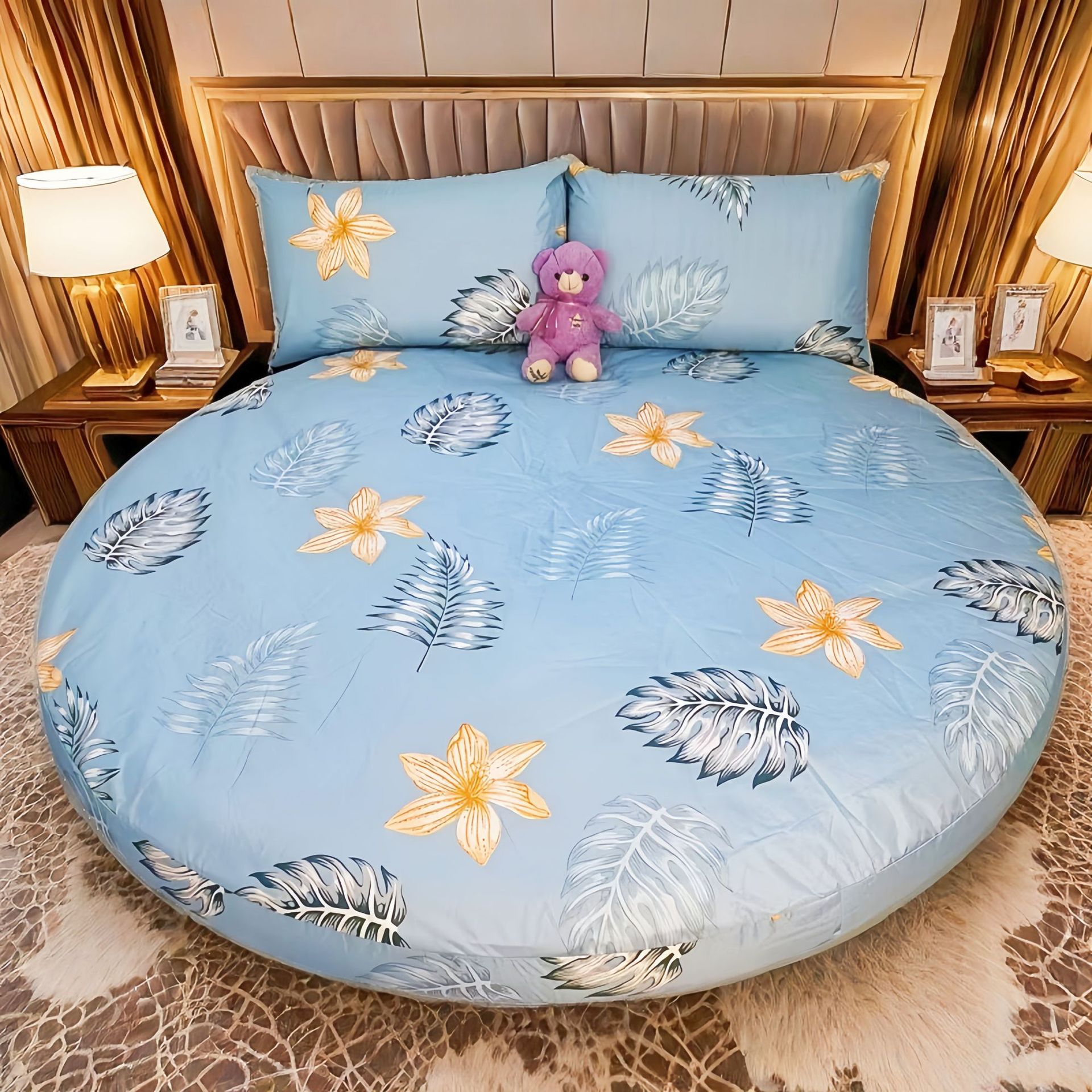 Picture of Cross-border Amazon Shrimp Hotel Round Waterproof Round Bed Cover Four-piece Bed Cover Simmons Mattress Cover Dust-proof