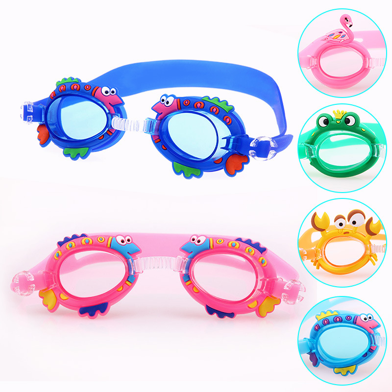 New TPE cartoon children swimming goggles for boys and girls children baby waterproof anti-fog HD crab hanging bag swimming goggles