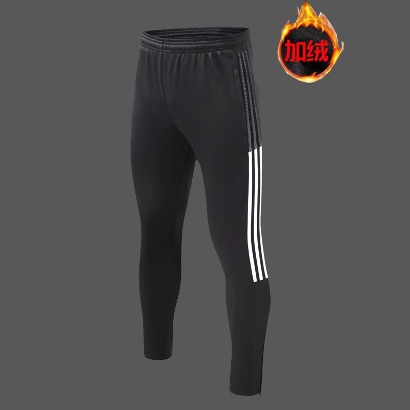 2024 autumn and winter new fleece-lined sports pants pants adult children football training pants leggings zipper leggings