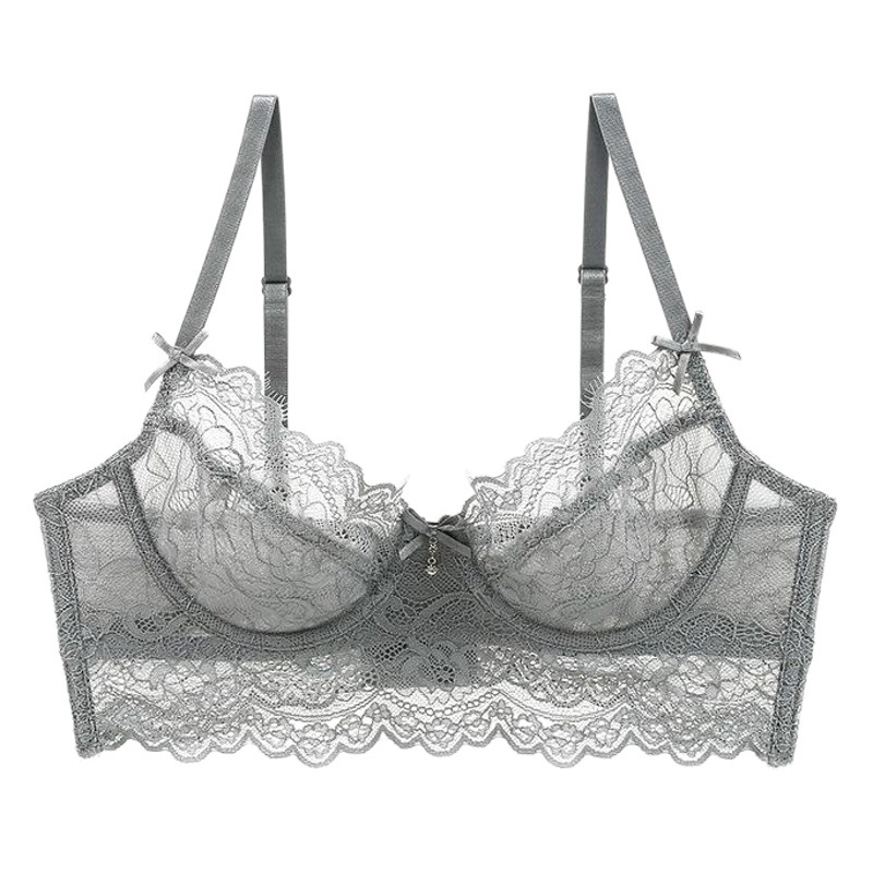 European and American Sexy Lace Underwear Ultra-thin Large Chest Small Breathable Comfortable Bra Anti-sagging Women's Bra