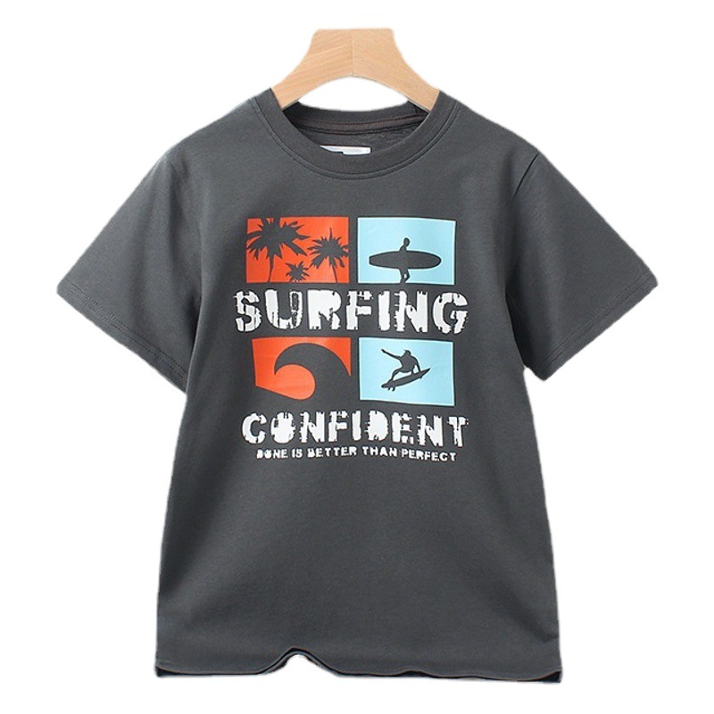 Children's Wear Summer Korean Style New Children's Sports Short-sleeved Shirt Middle and Big Children's Fashionable Cotton Top Boy's Short-sleeved T-shirt