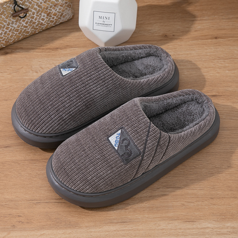 Picture of Cross-border New Men's Cotton Slippers Autumn and Winter Warm Thick Bottom Non-slip Home Indoor Quiet Household Cotton Slippers for Guests