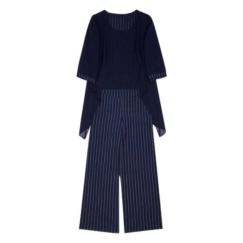 Chiffon suit Women's 2023 Summer Stylike Short-sleeved Loose plus size Slimming Top Wide-leg Pants Two-piece Set