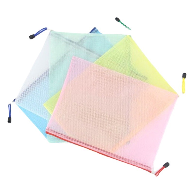 Printable logo transparent PVC grid waterproof document bag zipper information bag student Test bag bill bag wholesale
