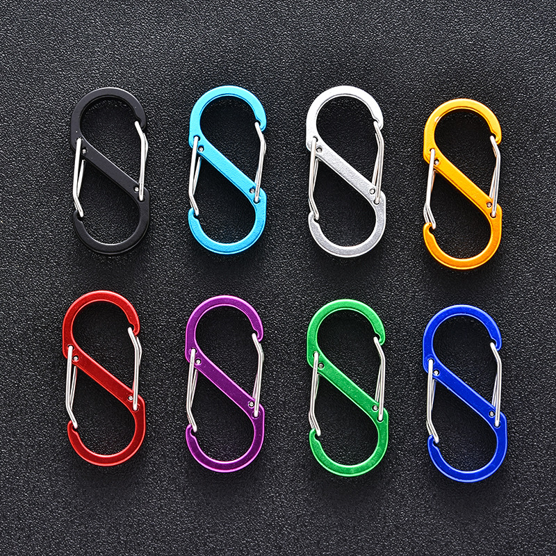 Picture of No. 5 Steel Wire 8-Shaped Carabiner S-Shaped Carabiner Outdoor Aluminum Alloy Buckle Water Kettle Keychain Wire 8-Shaped Buckle