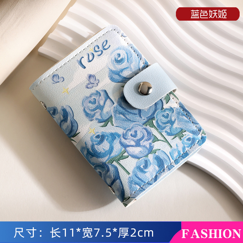 Picture of Vintage Oil Painting Card Bag Large Capacity Women's Multi-Card Driver's License Card Jacket Card Bag Small Cartoon Coin Purse