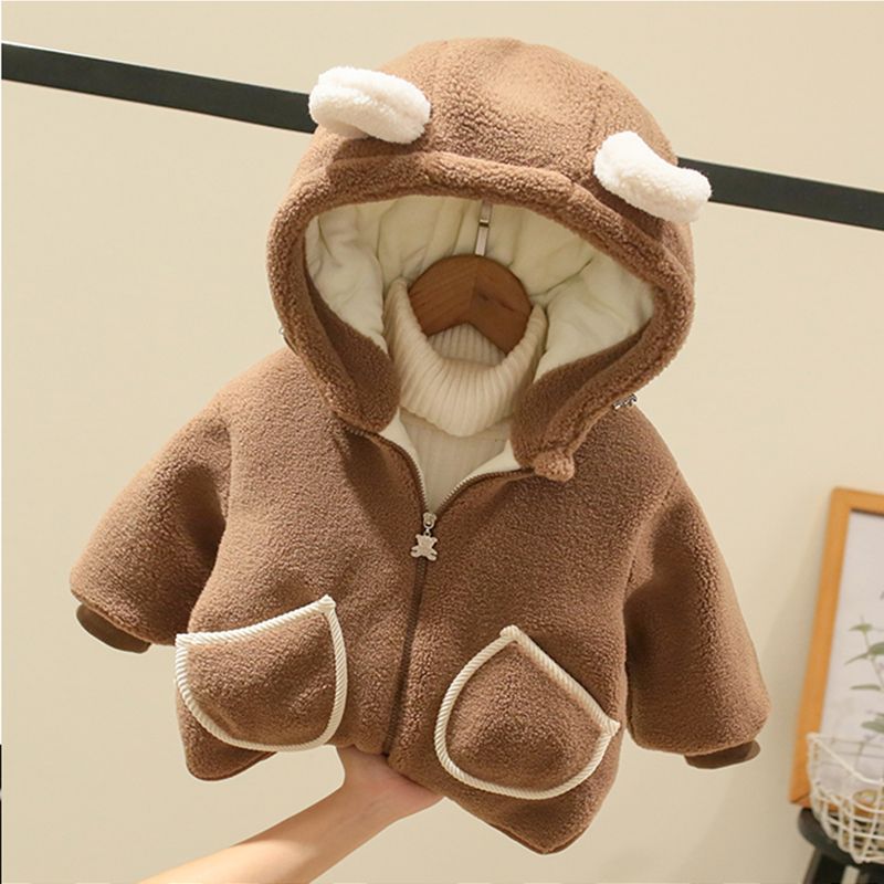 Picture of Children's Velvet Outwear Winter Clothing for Boys and Girls Baby Lamb Wool Cotton Outwear Warm and Thickeneded Baby Winter Hooded Cotton Outwear