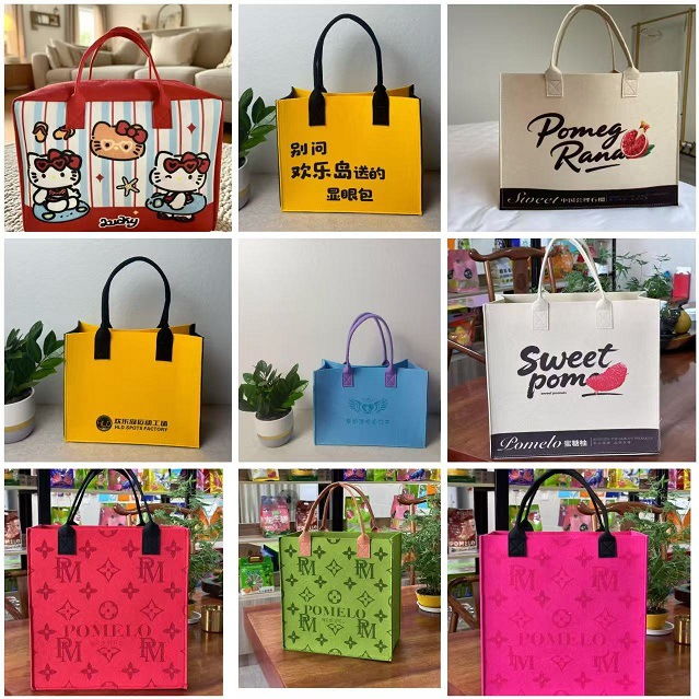 Wholesale large capacity cute felt bag kids duggle bag short distance felt handbag portable bag discount
