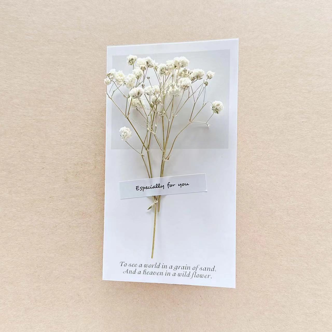 Picture of Gypsophila Dried Flower Greeting Card Birthday Greeting Card Creative Handmade Card Mid-Autumn Festival Handwritten Creative Universal Greeting Card