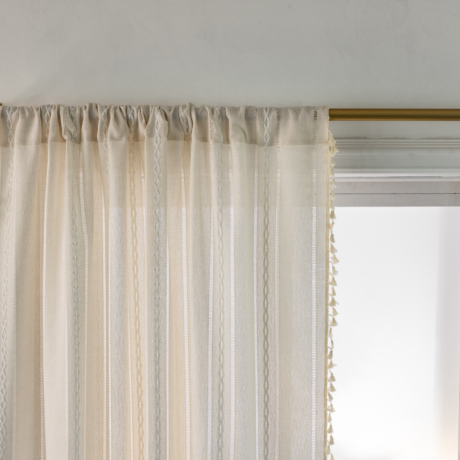 Picture of Cross-border Amazon best selling milk White Hollow embroidery translucent kitchen soundproof living room floating curtain finished wholesale