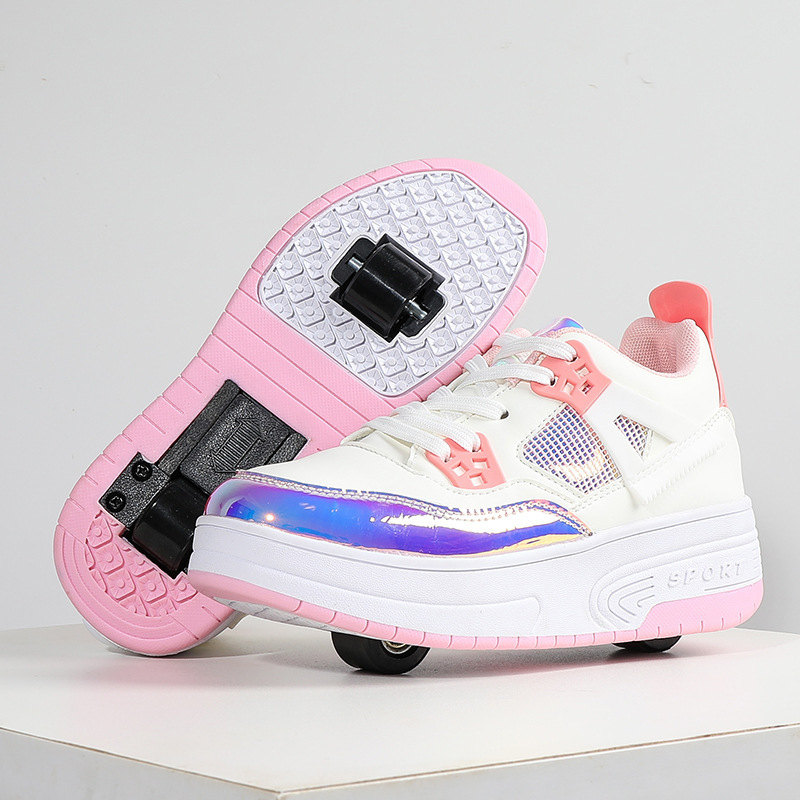 Cross-border Internet Celebrity 2024 New Deformed Three-color Heelo Shoes Men's and Women's Pulley Skates Korean Style Student sneaker