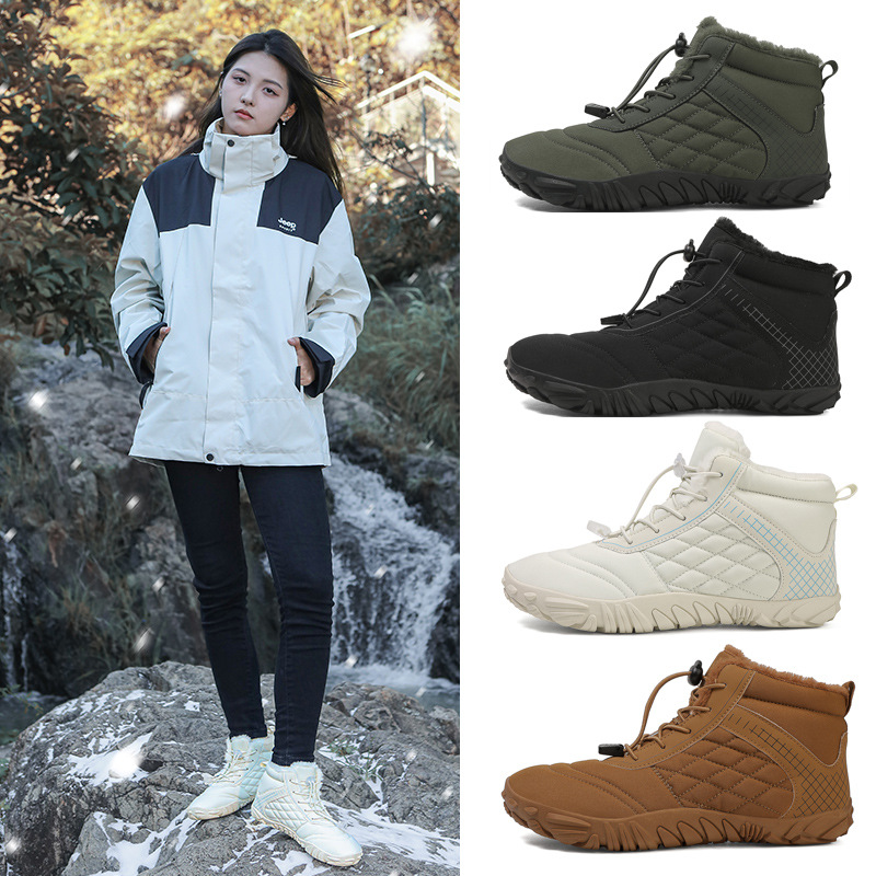 Five-Finger Cotton Shoes Non-Slip Wear-Resistant Thickened Snow Boots Warm Waterproof Rock Climbing Hiking Outdoor Sports Hiking Shoes for Men and Women