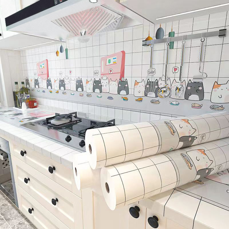Picture of Wholesale kitchen oil-proof stickers self-adhesive wall stickers bathroom renovation milk tea shop waterproof high temperature resistant stove wallpaper porcelain