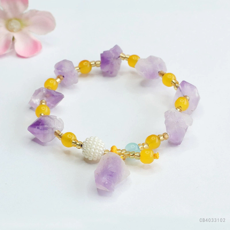 Attache Natural Amethyst Bracelet Colorful Treasure Raw Stone Bracelet Nine Purple Fire Factory Wholesale Behalf of CB 4033102