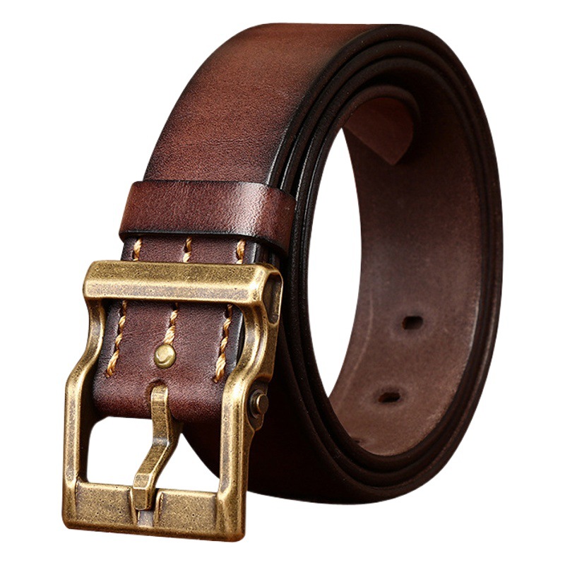 High-end Light Luxury Trendy Vintage Handmade Top Layer Cowhide Belt Men's Fashionable Casual All-match Leather Belt Men's