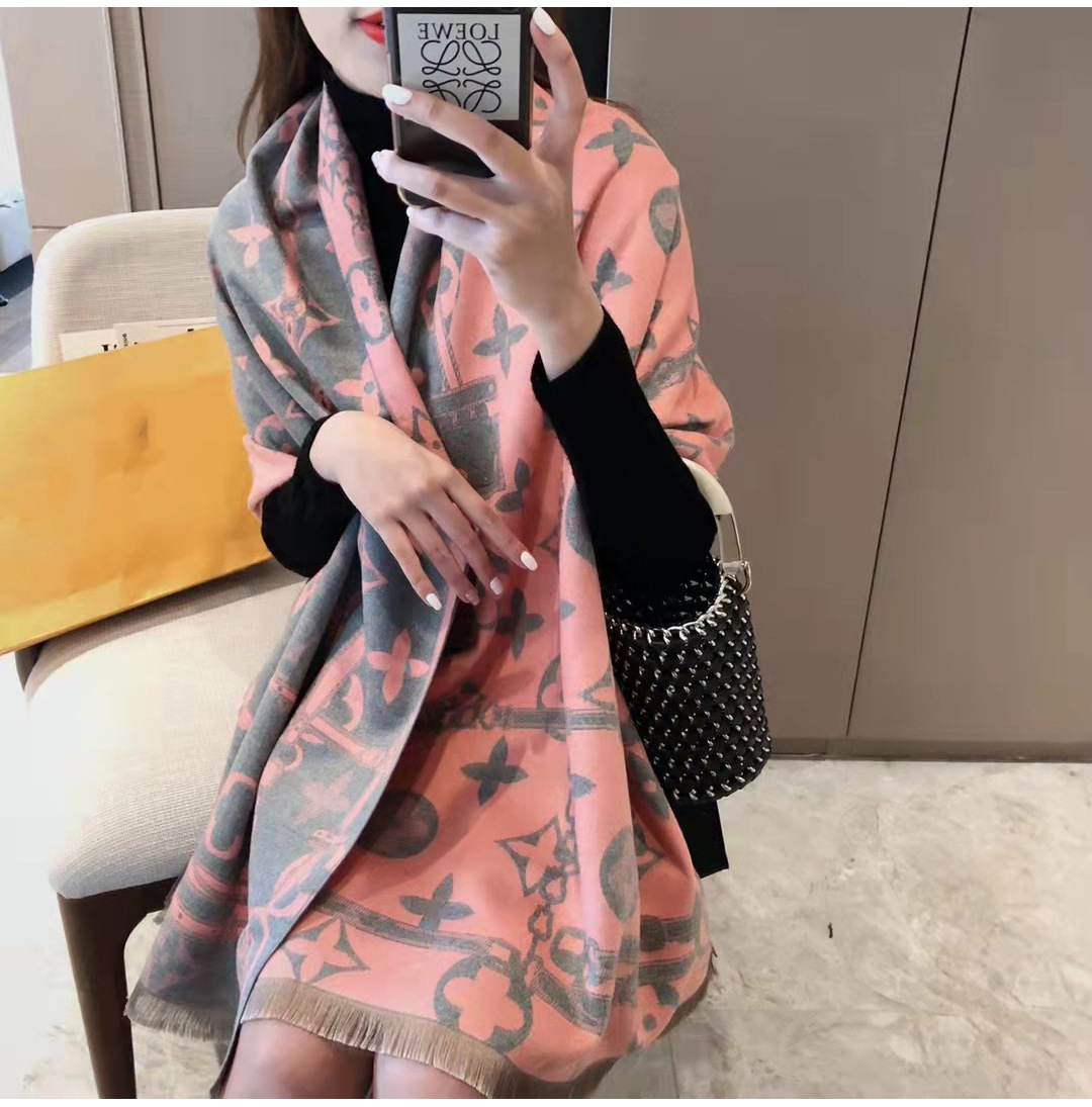 Picture of 2024 New Fashionable Big-Name Versatile Orange High-End Wool Cashmere Shawl Scarf for Women Winter Dual Use