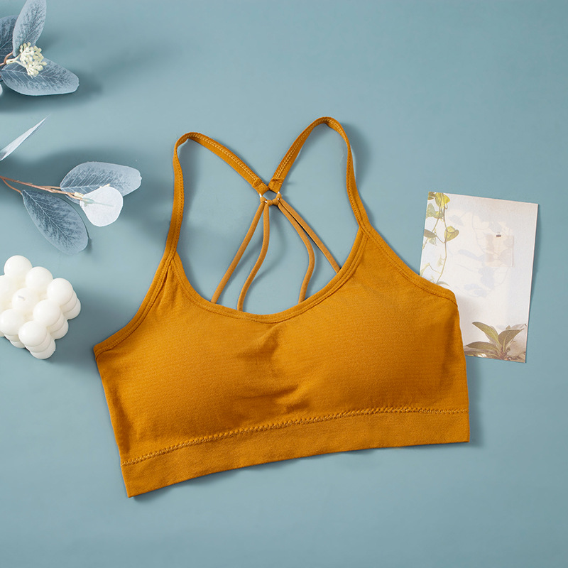 Picture of New Parachute Cross Tube Top Backless Beautiful Back Strap Underwear with Chest Pad Anti-running Sports Girl Bra for Women