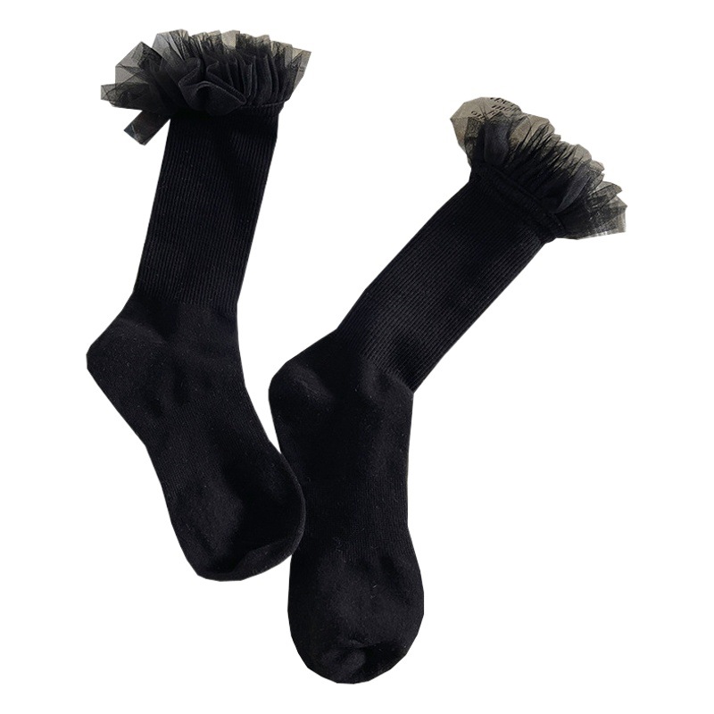 Japanese socks women's mid-calf socks ins popular Net Red Girl ballet style pile socks mesh lace princess style stockings