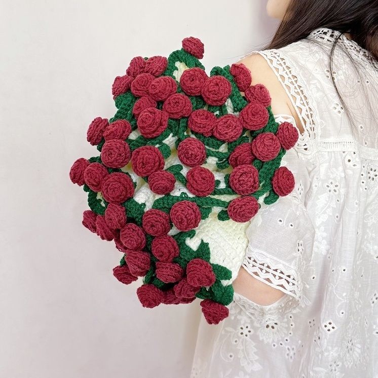 Handmade wool diy bouquet blanket material bag crocheted lily of the valley rose blanket bouquet creative gift