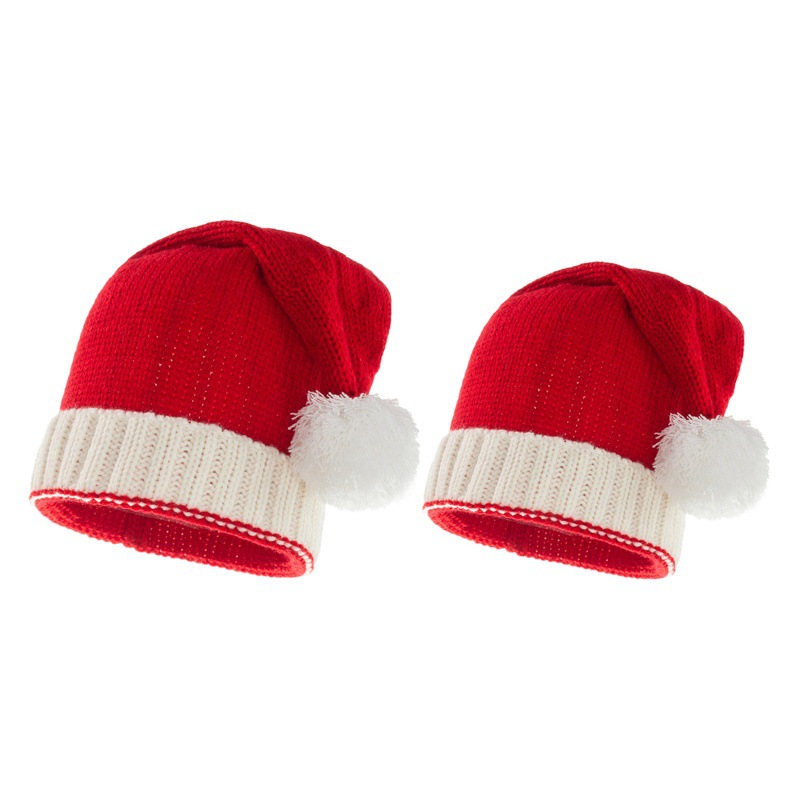Knitted Parent-child Christmas Hat Holiday Dress-up Cross-border Hot Selling Factory in stock Xmas Woven Santa Claus Explosions