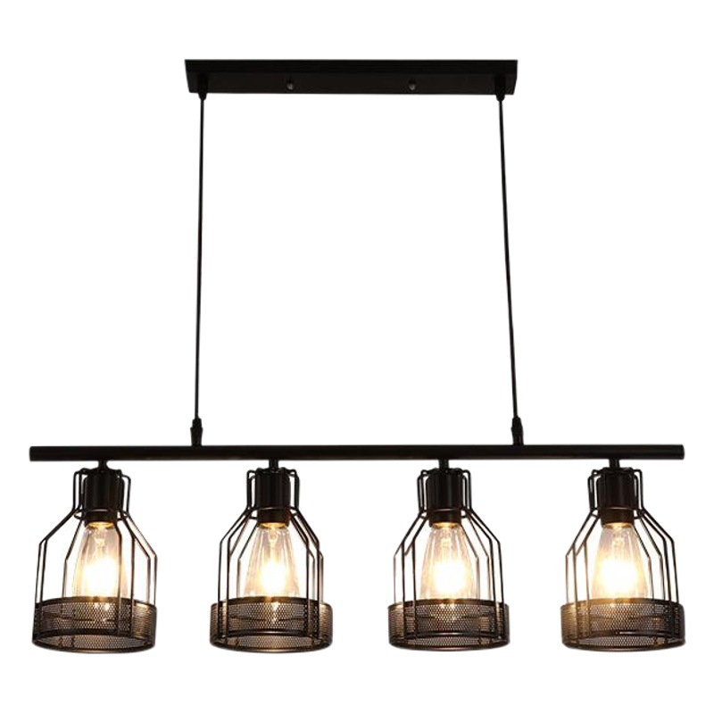 Industrial style creative restaurant bar bar strip lamp American retro iron hot pot shop milk tea shop multi-head chandelier