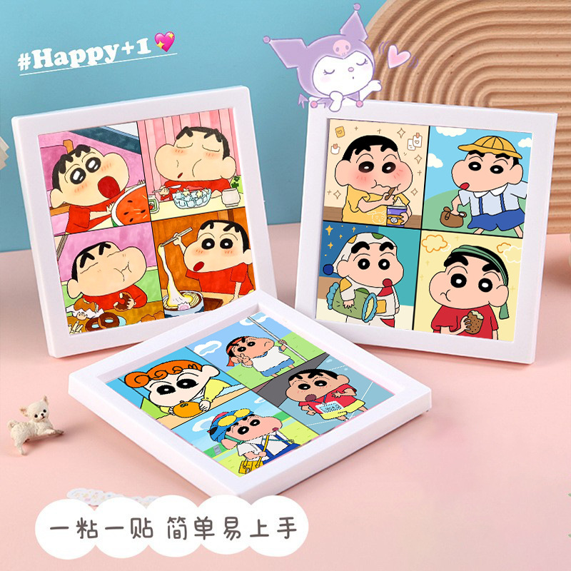 Crayon small new diamond painting new style with frame full diamond diy suit children's handmade rhinestone painting production factory wholesale