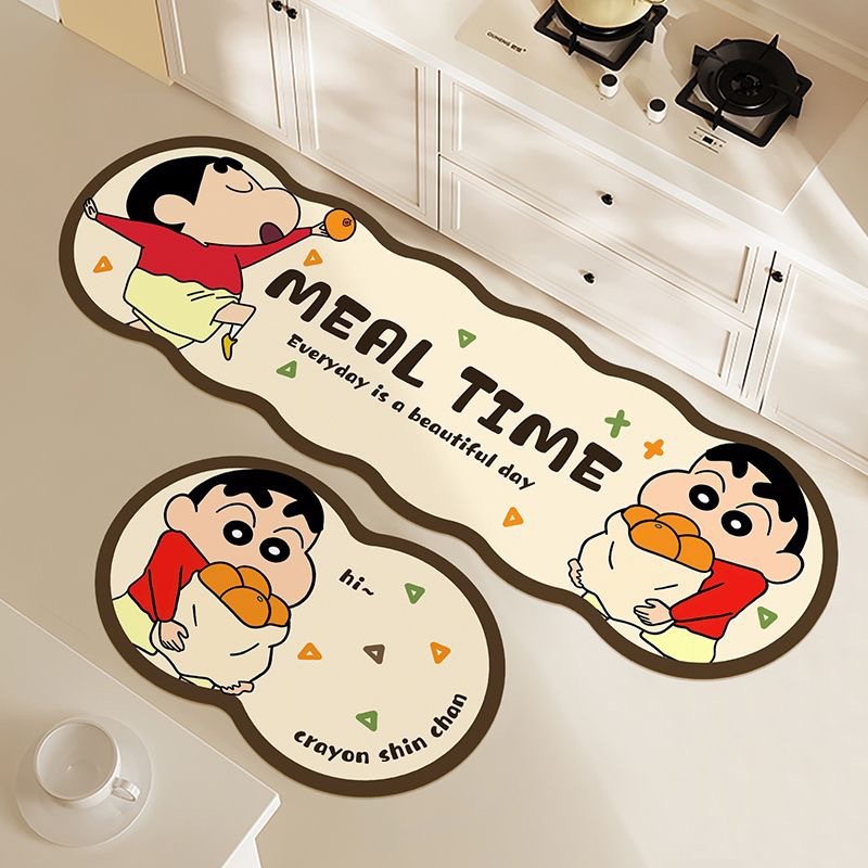 Picture of Cartoon diatom mud water absorption and oil absorption kitchen mat special-shaped two-piece bathroom non-slip mat toilet quick-drying door mat