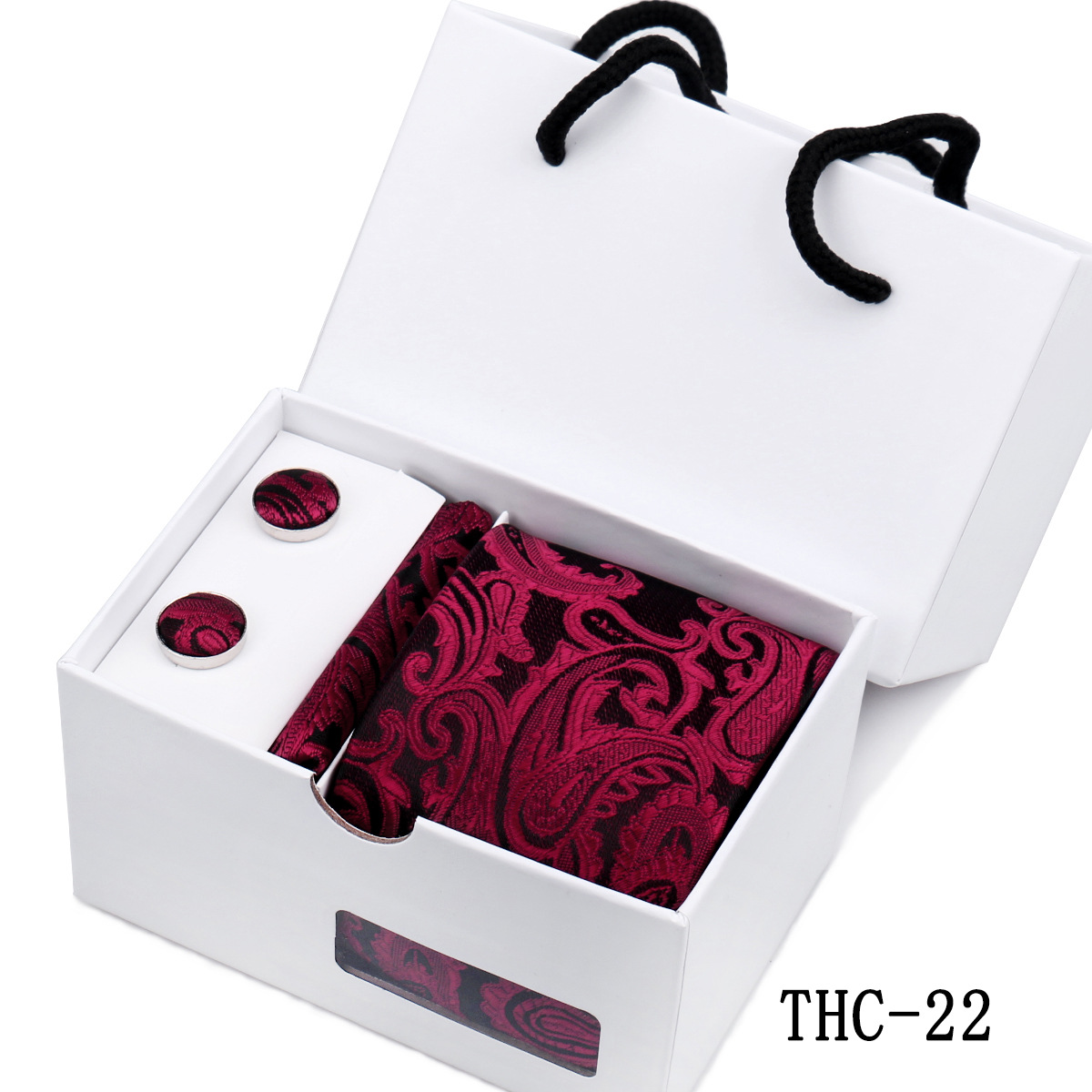 Picture of Men's Tie High Sense Gift Box 3 Pieces suit Business Dress Wedding Plaid Red Black Long Tie Shengzhou