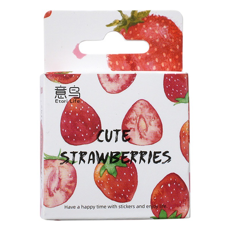 Italian bird boxed sticker strawberry cute creative fresh hand account decoration seal sticker 46