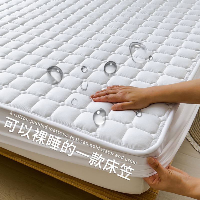 Quilted Fitted Sheet for All Seasons, Simmons Protective Pad, Anti-Slip, Brushed, Skin-Friendly, Student Dormitory Fitted Sheet, Three-Piece Set