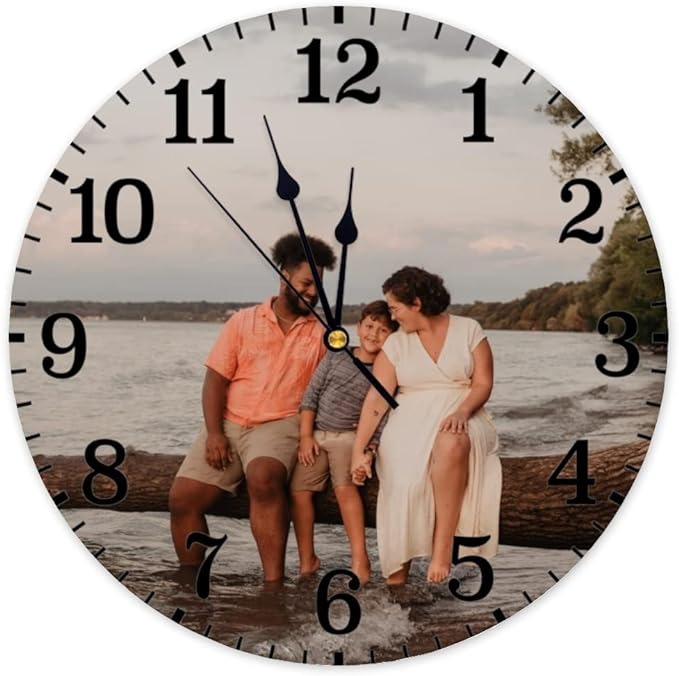 Cross-Border Pod Single-Layer Wooden Clock Text Photo Custom Home Decoration Wall Clock Etsy Hot Selling One Piece Customization