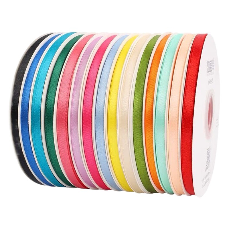 0.6cm Wide Solid Color Polyester with Simple Flowers Material Packaging Satin Birthday Cake Box Tie with Bow