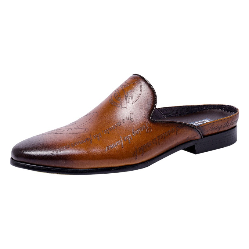 [vip for] foreign trade cross-border men's shoes leather engraved baotou slippers men's shoes loafers men's slipper