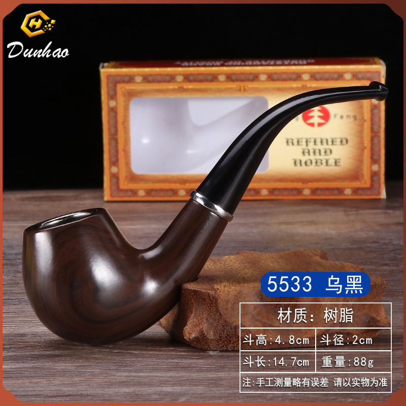 Picture of New Imitation Ebony Boutique Polished Resin Ring Pipe Vintage Hammer Craft Vintage Smoothed Curved Smoking Tools
