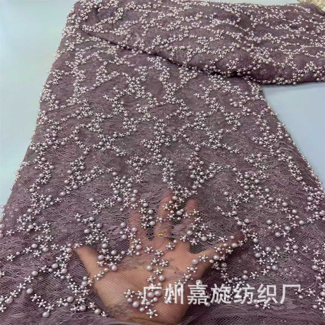 Fashion bead tube embroidery wedding dress fashion lace fabricfrench embroidery lace fabric