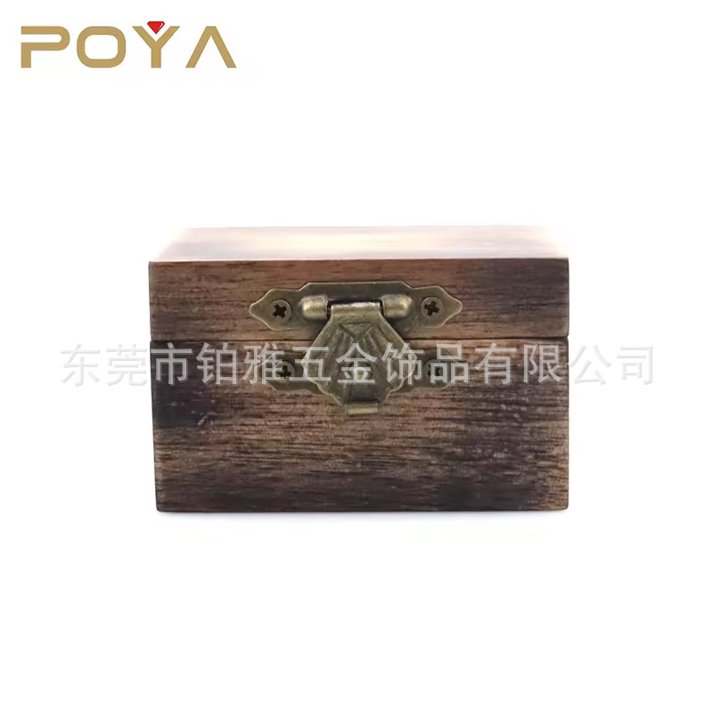 Cross-border Hot Selling Koa Wood Black Box Wooden Engagement Ring Box Wooden Ring Box Proposal Ring Box