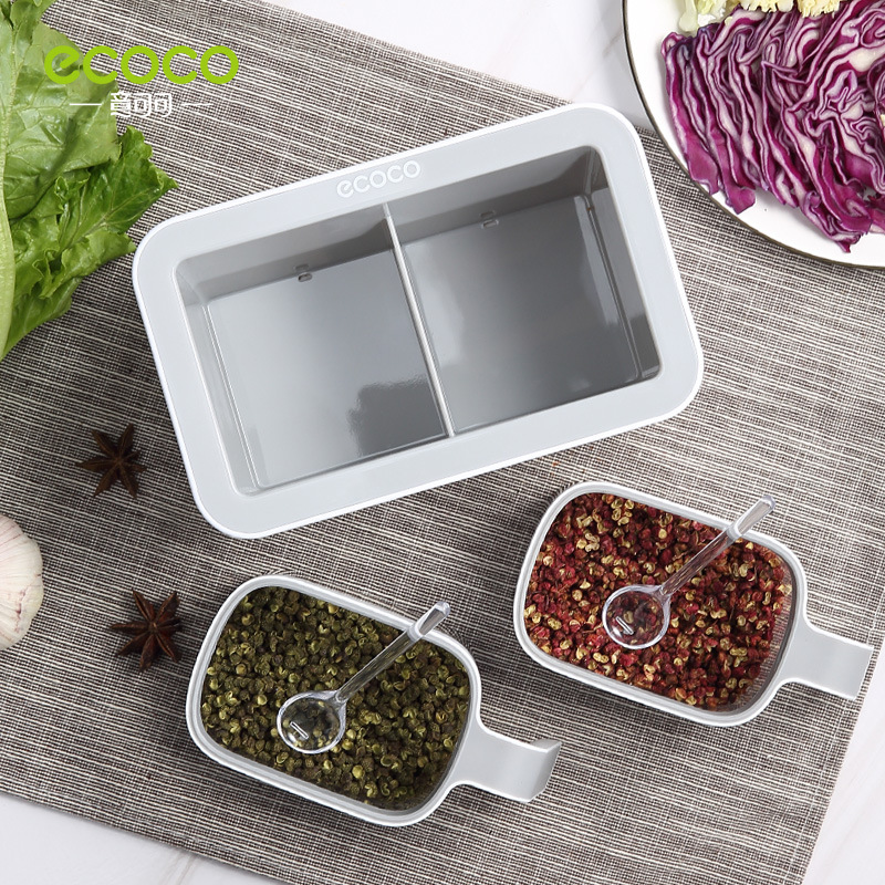 Picture of Ecoco Italian Cocoa Seasoning Box suit Wall-Mounted Punch-Free Household Kitchen Storage Rack Modular Seasoning Box