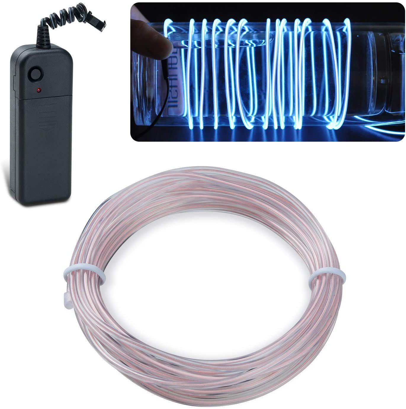 Picture of Luminous Wire Manufacturer 2.3mm Round Wire Can Be Bent at Will Without Losing Light, Comes with 3V Battery Box Driver and USB