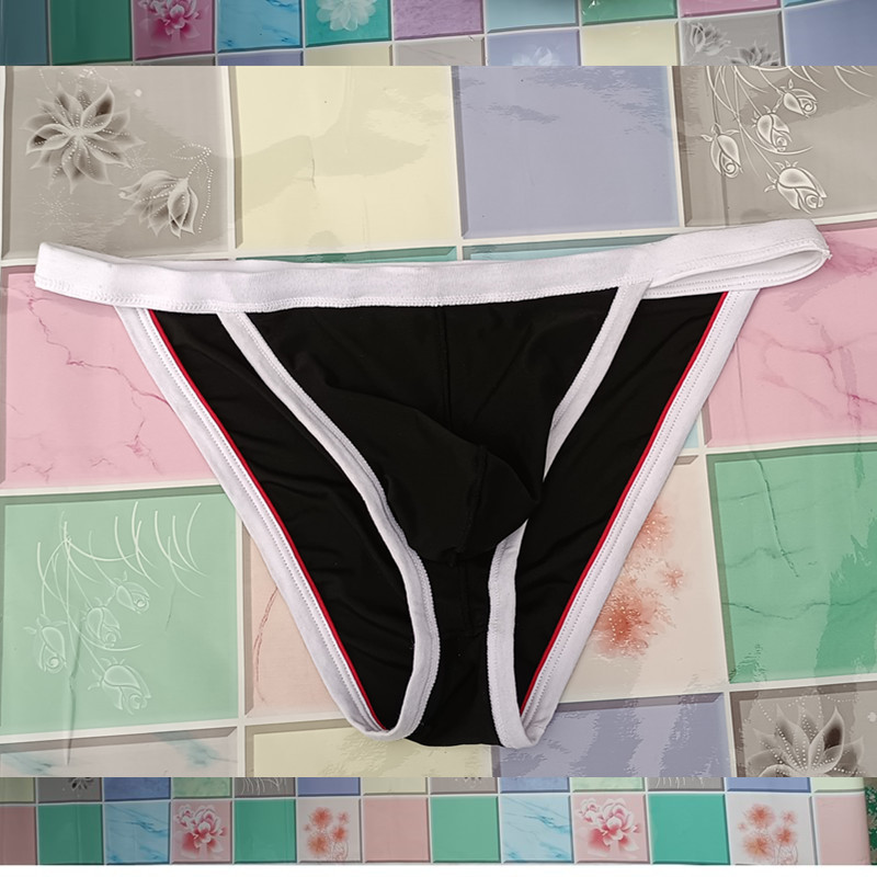 Men's nylon thin breathable ice silk triangle high fork underwear U convex sexy European and American foreign trade