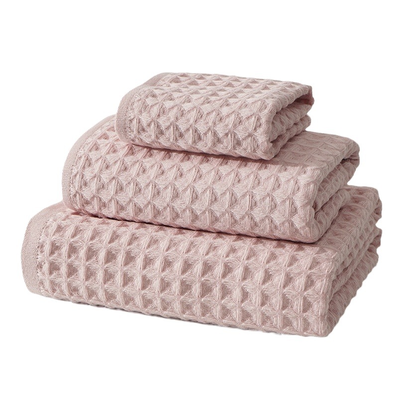 Cross-Border Supply of Pure Cotton Waffle Towel Sets, Skin-Friendly Gifts, Waffle Towels, Bath Towels, Square Towels, Cotton Three-Piece Set