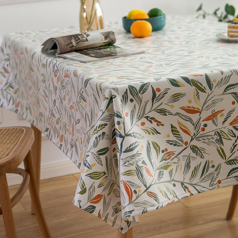 Picture of Cotton and Linen Tablecloth Waterproof Oil-proof Anti-scalding Thickened No-Wash Plant Small Floral Household Fresh Tablecloth PVC Tablecloth