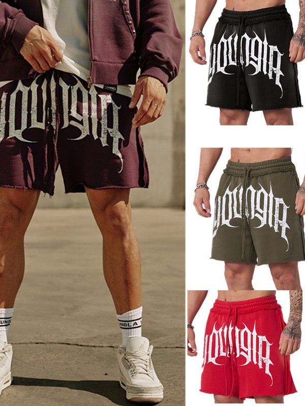 YOUANGLA American Fitness Shorts Running Training Sports Summer Casual terry Cotton Men's Loose Quad Pants