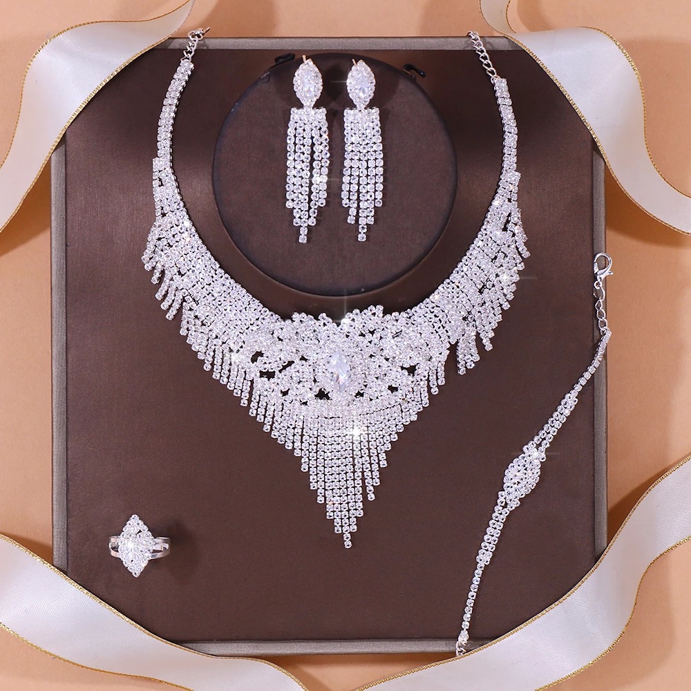 Luxury New Wedding Jewelry Set Bridal Jewelry European and American Exquisite Necklace Earrings Set Jewelry Set