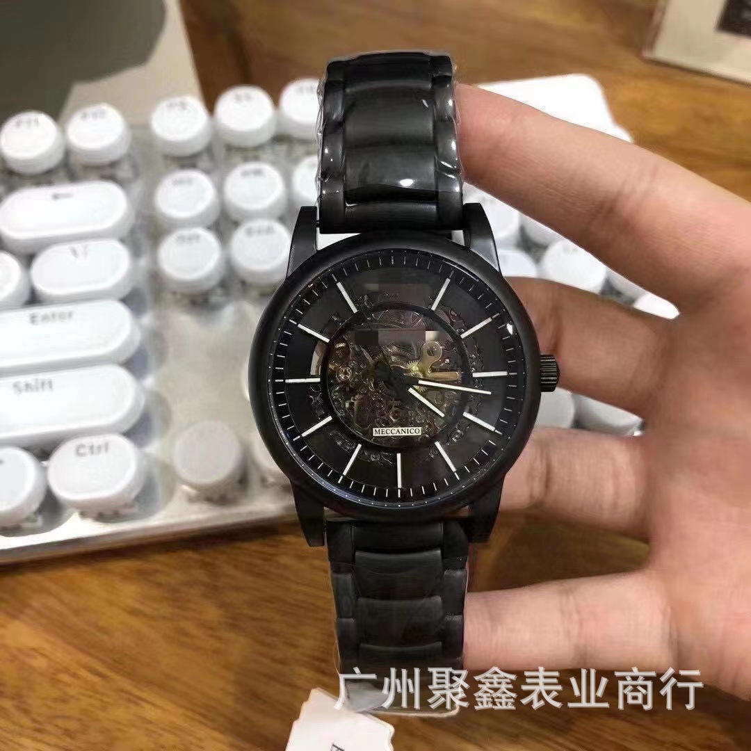 Batch of Arjia Mani Men's Hollow Automatic Mechanical Bottom Fashion Business Black Warrior Men's Watch