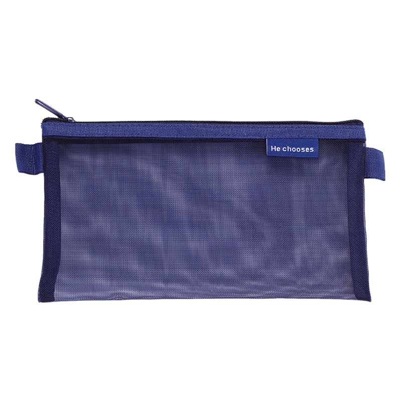 Simple transparent mesh pencil case storage bag student exam special portable pencil case large capacity stationery bag wholesale