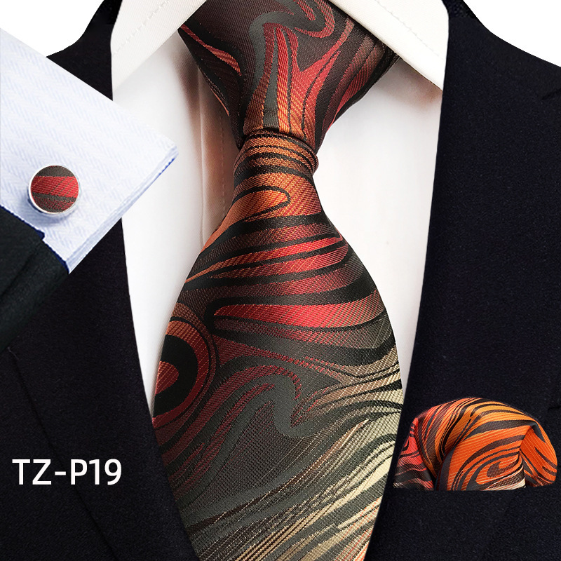Picture of New tie men's business banquet formal dress wedding pattern green hand tie polyester jacquard fabric wholesale
