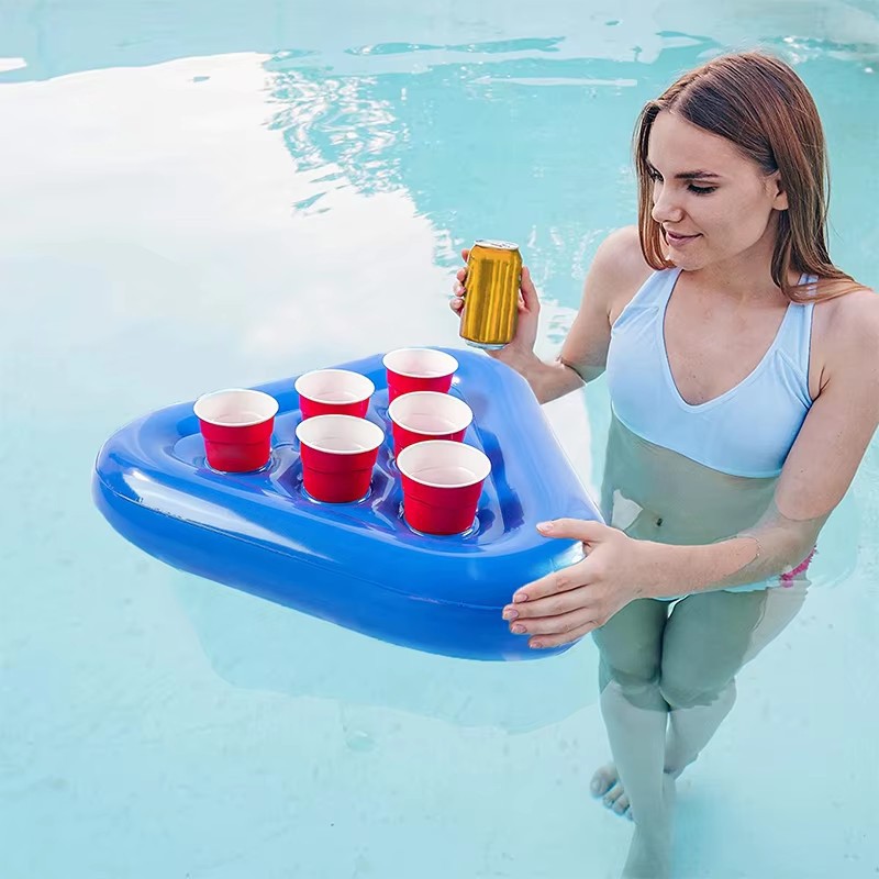 Picture of in stock PVC Cross Border Inflatable Triangle Cup Holder Six Hole Cross Border Beer Holder Water Coaster Party Throwing Toy